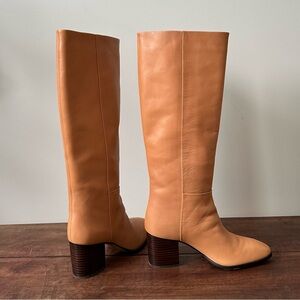 J. Crew Sadie knee-high leather boots in Chestnut